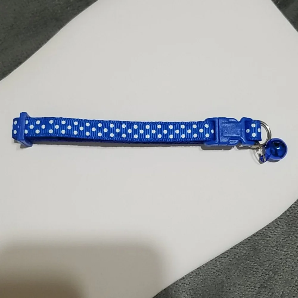 Blue and White Polka Dot Small Pet Collar